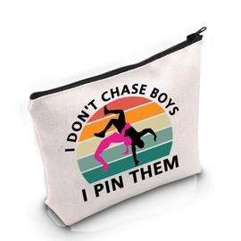 VAMSII Wrestling G-irl Gift I Don’t Chase B-oys I Pin Them Makeup Bag Wrestle Athlete Cosmetic Bag Wrestling Lover Gift (I Don’t Chase B-oys I Pin Them M)