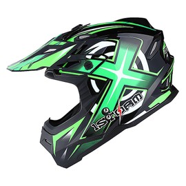 1Storm Youth Kids Motocross Helmet BMX MX ATV Dirt Bike Helmet Teenager Racing Style: HF801 Racing Green