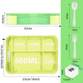 Yskmefun Children's Lunch Box with Compartments, 1330 ml Children's Lunch Box, Bento Box, Junior Lunch Box, Snack Box, Perfect for School, Nursery & On the go, BPA Free