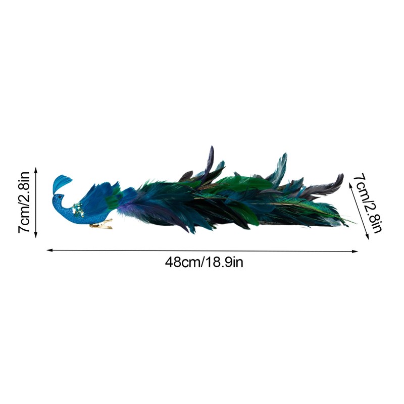 2 Pack Blue Peacock Christmas Decorations, 18.9 Inch Artificial Peacock