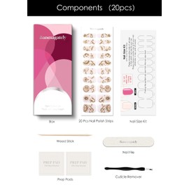 Banmagately Semi Cured Gel Nail Strips, 20Pcs Long Lasting Salon Quality Wraps, Easy Apply & Remove Gel Nail Stickers with UV Light (Gilded Nude Cosmos)