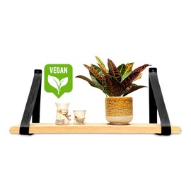 Brute Strength - PU Leather Shelf Brackets - Black - Pack of 4 - Shelf Brackets - Wall Brackets - Shelf Straps - Faux Leather Shelf Brackets