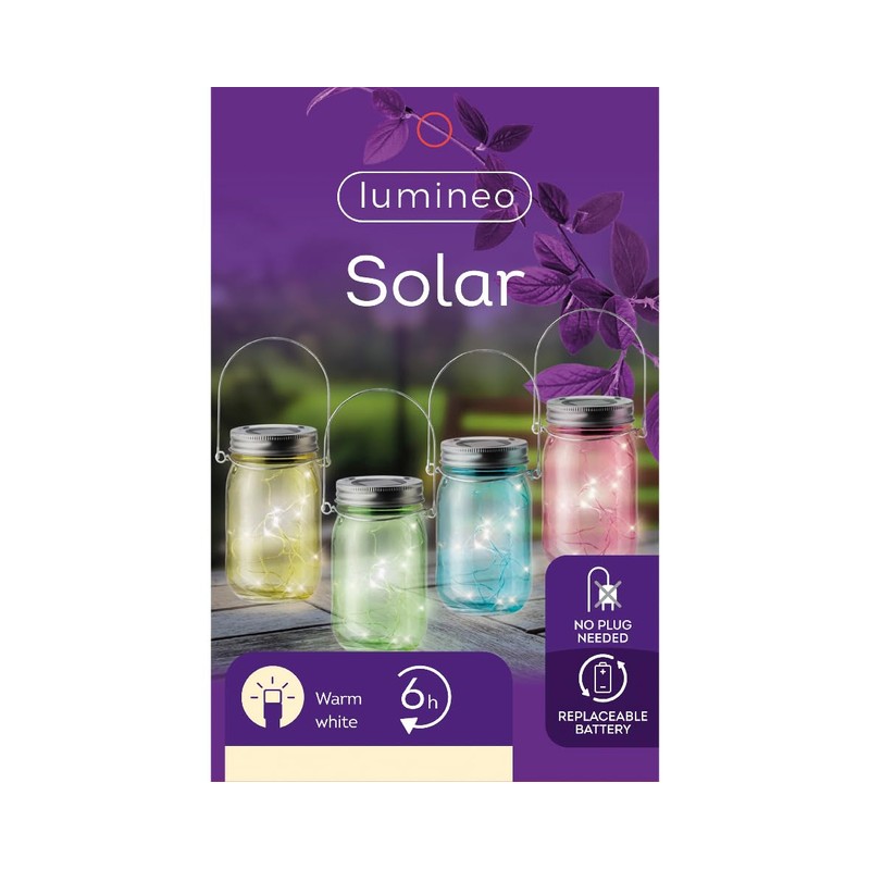 Glooke Selected LED Solar Glass Jar 4cls outd Variant Lighting,