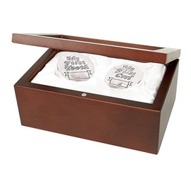 Stephan Baby Satin-Lined Rosewood Keepsake Box with Silver Plated First Tooth and Curl Boxes