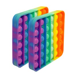Giggle Time Bubble Push Poppers - 2 Pack - Sensory Fidget Toys - Relieves Stress & Anxiety, Autism ADHD Fidget Toys for Kids and Adults, Silicone Sensory Pods, 4.6 x 4.6 Inches Rainbow Color