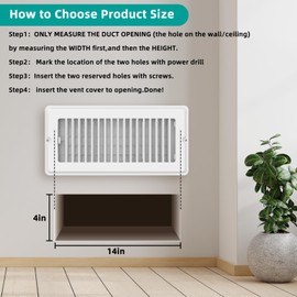 Air Vent 4x14-2 Pack Air Vent Covers Floor Heavy Duty Steel for Home Floor - Floor Register Easy Adjust Air Supply Walkable - White