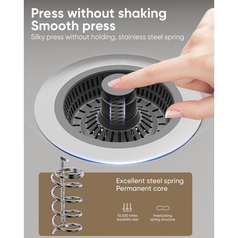 Kitchen Sink Drain Strainer and Stopper Combo, 3 in 1