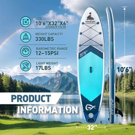 InnoExpo Inflatable Stand Up Paddle Boards with Premium Accessories, Wide Stable SUP Paddle Board Design, Non-Slip Comfort Deck for Youth & Adults (Marine, 10'6x32''x6'')