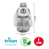 FANSON Botella Agua Oso Kawaii 1lt Tritan Lonchera Vaso Escuela