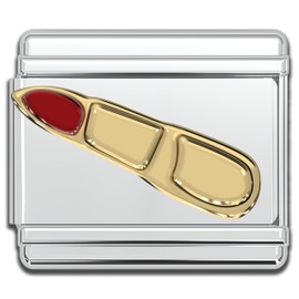 Italian Charm Bracelet Charms, 9mm Stainless Steel Fashion and Beauty Links Bracelets Jewelry for Women (Lipstick - Gold)