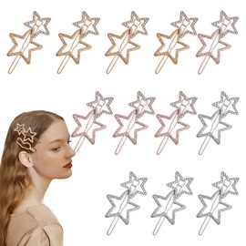 beinkmake 12pcs Star Hair Clips Pins Barrette Hair Pin Metal Alloy Rhinestone Bobby Pins Hair Accessories for Woman