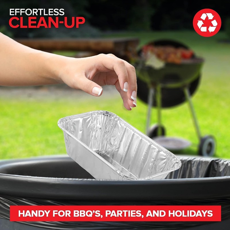 ReadySteadyServe Pack of 50 Aluminium Foil Food Containers with Lids