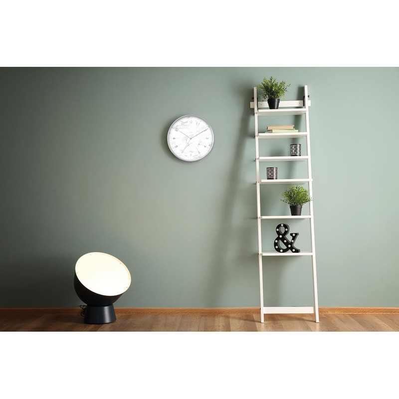 Acctim Webster Wall Clock Non-Ticking Sweep Marble Style Face Chrome