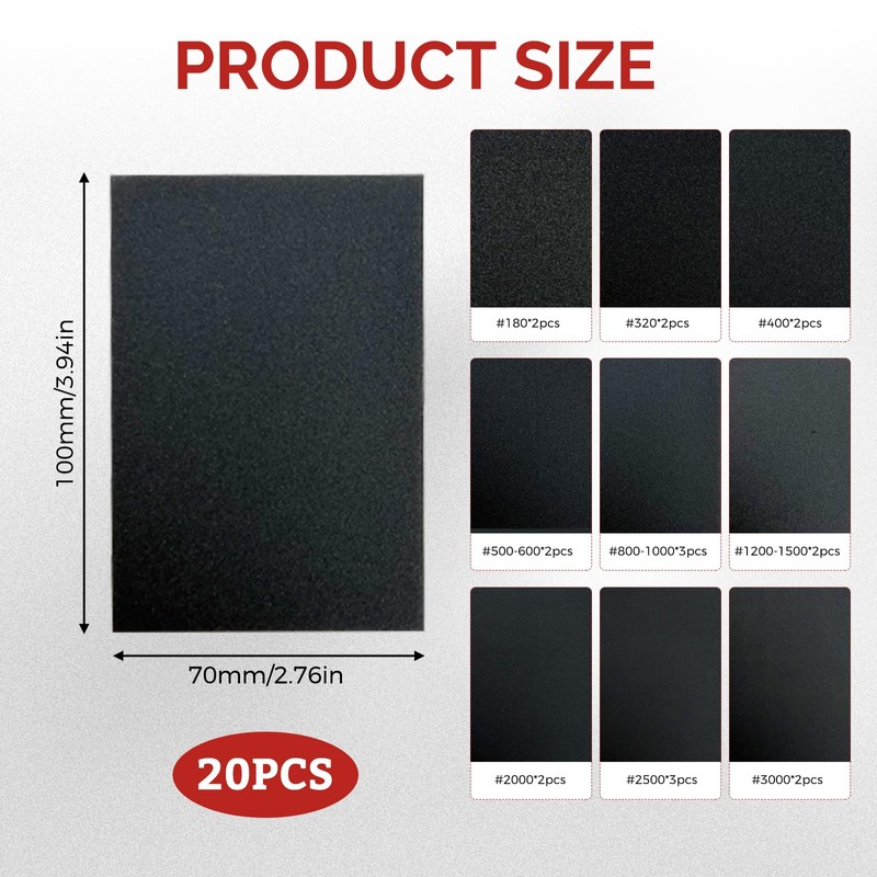 20 Pcs Grit Sanding Sponge Set,180-3000 Grit Flexible Foam Filled