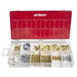 Amtech S5162 Picture Hanging Kit, Picture Hangers, Picture Hooks, Wall Pegs, Hanging Wire, 180pc