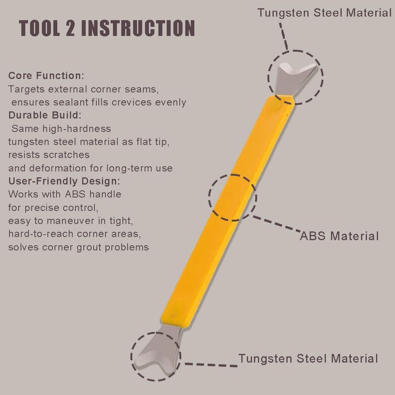 ChenShuo Sealant Finishing Tool Set,Stainless Steelhead Grout Residue Scraper,Caulk Finishing