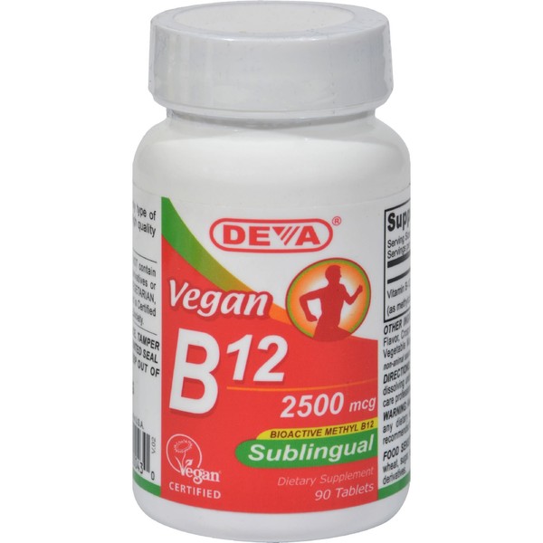 Deva Vegan Vitamins Sublingual B12 - 2500 mcg - 90 Tablets - Bioactive Methyl B12