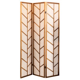 Coaster Home Furnishings - Mila - Pine Wood - 70-Inch 3-Panel Room Divider Folding Shoji Screen with Linen Fabric, Metal Hinges, and Contempandary Style - Living Room & Bedroom - Walnut - 962923