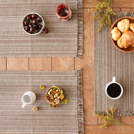 DII Variegated Tabletop Collection, Placemat Set, 13x19, Mushroom, 6 Piece