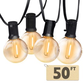 GOHDLAMP Outdoor String Lights G40 50ft - Globe LED Bulbs 25+1 Warm White 2700K, Waterproof and Shatterproof, Patio Garden Backyard Porch Party Christmas Vintage Outside Hanging