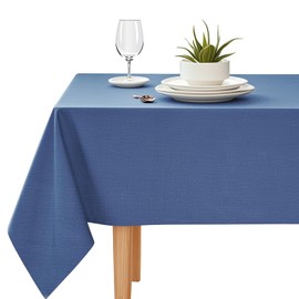 YEAHSEA Rectangle PVC Table Cloth 200x140cm,Waterproof Table Cover Protector Wipe Clean Table Cover for Kitchen Party Outdoor Indoor,Navy Blue