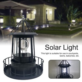 PXRJE Solar Lighthouse，LED Solar Powered Lighthouse, 360 Degree Rotating Lamp,Solar Powered Waterproof Lawn Lights,IP65 Waterproof LED Solar Lighthouse Garden Yard Outdoor Decor(Black)