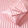 Manyshofu Blush Pink Satin Striped Sheets - 3Pcs Satin Sheets