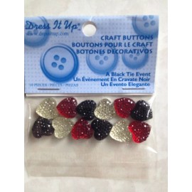 DRESS IT UP ART MINDS SPARKLY HEARTS BLACK TIE EVENTS HEARTS 3 COLORS 12PCS