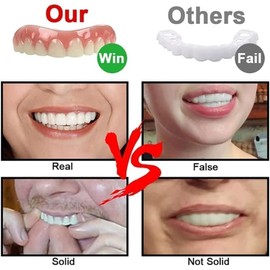 Instant Veneers Dentures Fake Teeth Braces False Teeth Set for Adults Whitening Cosmetic Tooth Covering Snap on Smile Teeth Cosmetic Veneers Teeth Temporary Dentures Top and Bottom