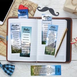 TICIAGA Father's Day Christian Bookmark - 60Pcs Spanish Religious Christian Bookmarks with Inspirational Verse, Man of God Masculine Bible Verse Page Marker for Dad, Church Study