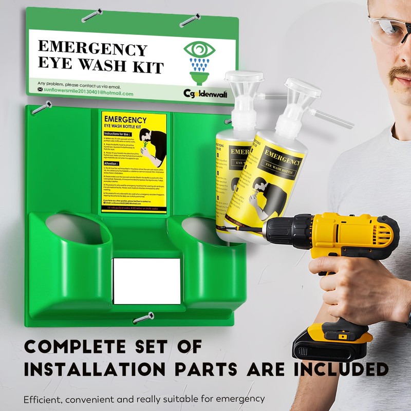 CGOLDENWALL Eye Wash Station Portable Emergency Eye Wash Kit, Wall