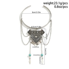 Jascatin Silver Punk Vintage Leaf Arm Bracelet Cuff Layered Turquoise Arm Chain Beaded Upper Open Arm Bracelets for Women