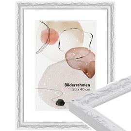 WANDStyle H530 White Wooden Picture Frame DIN A5 15 x 21 cm Baroque Style with Stand and Hanger Photo Frame Made in Germany