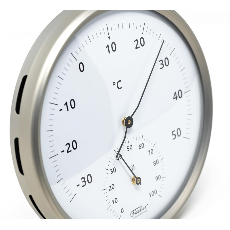 Fischer 186TH-01 Thermo-Hygrometer 160 mm Bimetal Thermometer and Hygrometer Stainless