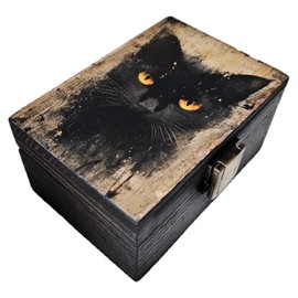 RK Collections Black Cat Trinket Box | Small Jewelry Keepsake Box | Pet And Paw Lovers Gift Idea For Animals (4 x2.75)