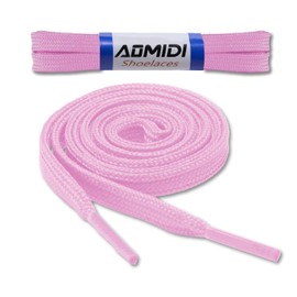 AOMIDI Flat Shoelaces Wide Shoes Lace 2 Pairs Wide Shoelaces Hollow Thick Flat Shoe Laces for Sneakers and Shoes, Light Pink, 54" inches (137 cm)