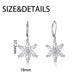 Snowflake Leverback Earrings Sterling Silver Winter Snowflake Jewellery for Women Girls Christmas Earrings Gifts