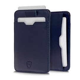 Vaultskin Chelsea Slim Leather Wallet for Front Pocket - RFID-Blocking Men's Accessory with Gift Box (Navy)
