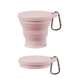 happykau Folding Cup with Lid, 6.1 fl oz (180 ml), Multi-functional, Heat Resistant, Convenient to Carry, Stylish, Tableware, Lightweight, For Traveling, Camping, Commuting, Outdoor Activities (Pink)