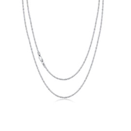 LELOUCHY Solid 925 Sterling Silver Sparkle Gypsophila Chain Necklace for Women Italian Chain Jewelry - Lobster Claw Clasp 2MM 24 Inch