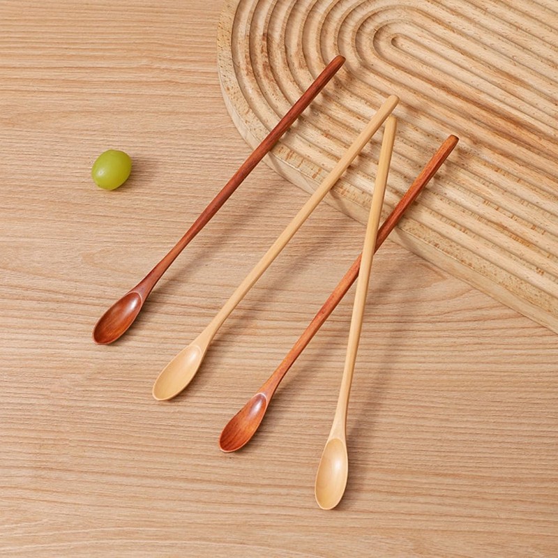 SITEDAN Muddler Spoon Wooden Long Spoon Stirring Stick Coffee Spoon