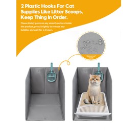 Coorganisers Waterproof Cat Litter Box Enclosure Splash Guard with Removable Mat, Cat Box Enclosure with 2 Hooks for scoop, Anti-Leakage, Dust Control, Easy to Clean-24.02 x 16.14 x 16.14 inches