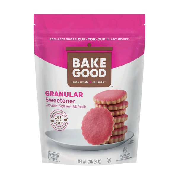 BakeGood Edulcorante granular 1-1 sustituto del azúcar blanco, cero calorías, apto para ceto, sin azúcar, sin OMG, sin gluten, 12 onzas