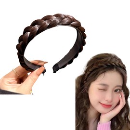 Qiubaoll Braid Headband, Hair Accessory, Hair Braiding, Hair Ornament, Painless, Cute, Natural, Fashionable Hair Arrangement, Anti-Slip, Match Hair Color (Dark Brown)