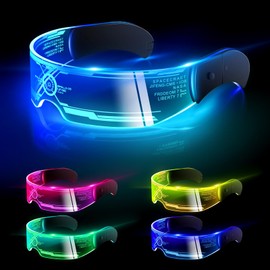 Ninonly LED Glasses Light Up Glasses 7 Colors 4 Modes Luminous Glasses for Men Women Christmas Party Bar Club Concert Cosplay