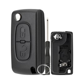 2-button car flip key case for Peugeot 207 308 407 607 807 and Citroen C2 C3 C4 C5 C6 C8 DS3 DS4 folding key case HU83 blades with screwdriver and key ring (CE0536)