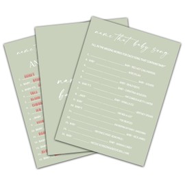 Chuxvon Green Baby Shower Game, Name That Baby Song, 26 Count Cards (C08)
