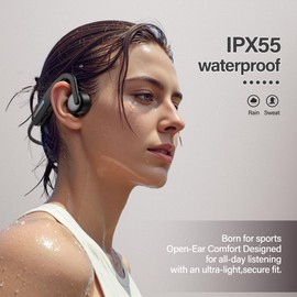 Bone Conduction Headphones, Wireless Bluetooth Open-Ear Sports Headphones with Mic, Type-C Quick Charging Long Battery Life, Upgrade Waterproof Earphones for Running, Walking, Cycling, Workout, Gift