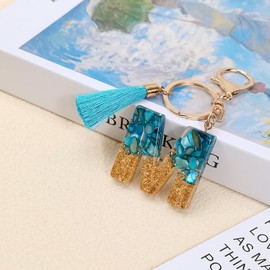 Beljeley Cute Letter Key Chains for Women with Tassels, Initial Bag Charms Keychains Accessories for Handbags Purse Backpack Blue M