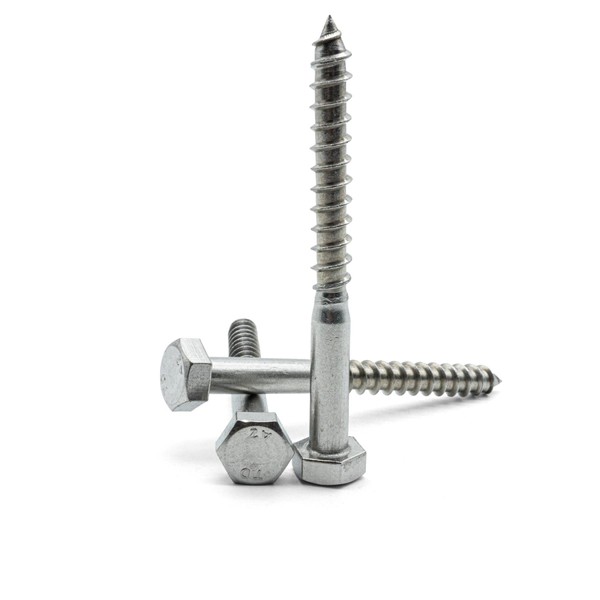 Hippo Hardware M6 (6mm X 60mm) Coach Screws A2 Stainless Steel Hex Head Lag Bolts Wood Screw DIN 571 (Pack of 5)